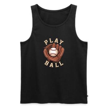 Baseball Spiel Handschuh Play Ball Design - Männer Premium Bio Tank Top - Schwarz - Vorne - Michal (187cm)