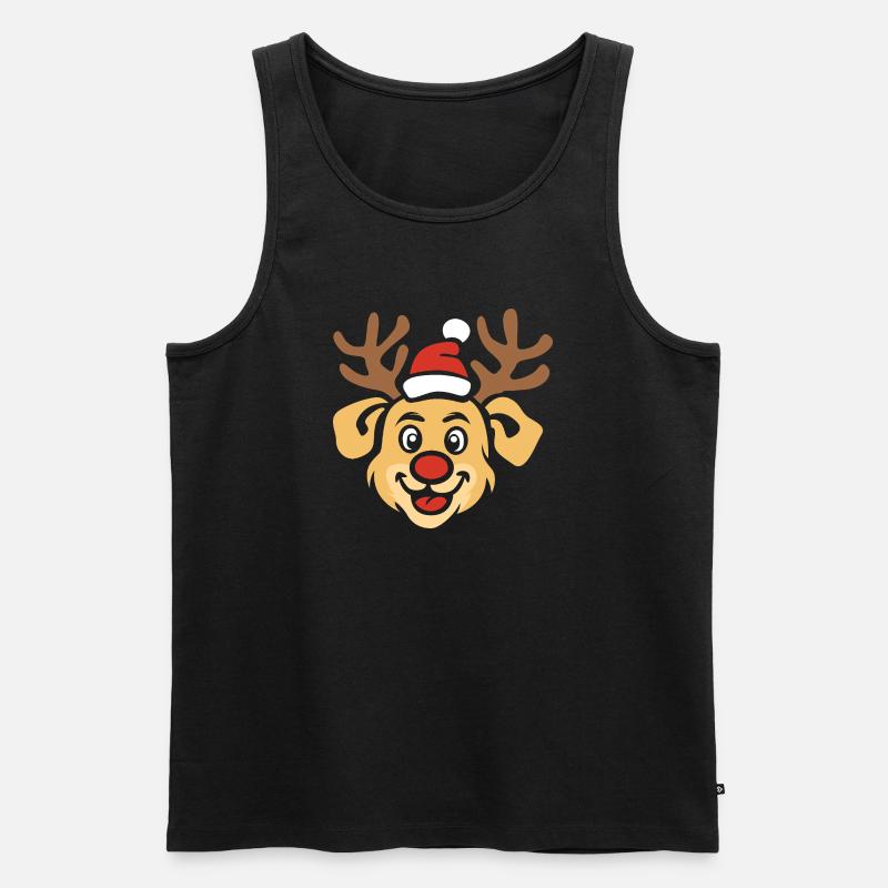 Fröhlicher Weihnachts-Hund mit Geweih - Männer Premium Bio Tank Top - Schwarz