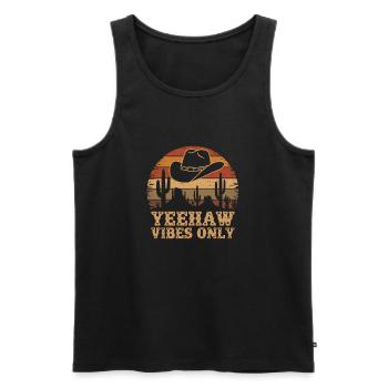 Yeehaw Vibes Only – Western Retro - Männer Premium Bio Tank Top - Schwarz - Vorne - AI Model Male 178 light (178cm)