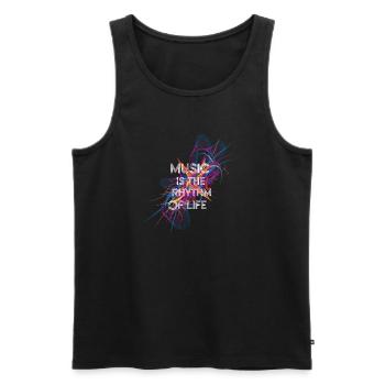 Music is the rhythm of life - Men's Premium Organic Tank Top - black - Front - AI Model Male 178 light (178cm)