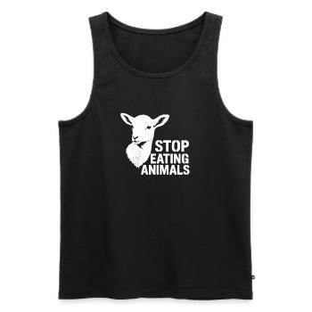 Tierwohl | Stop Eating Animals Veganes Statement - Männer Premium Bio Tank Top - Schwarz - Vorne - AI Model Male 178 light (178cm)