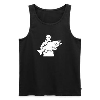 Angler-Stolz: Klassische Fischer-Silhouette - Männer Premium Bio Tank Top - Schwarz - Vorne - AI Model Male 178 light (178cm)