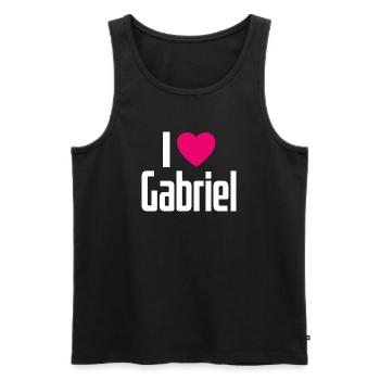 I Love Gabriel Pinkes Herz Ich liebe Gabriel - Männer Premium Bio Tank Top - Schwarz - Vorne - Michal (187cm)