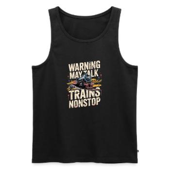 Warnung: Könnte Unaufhörlich Über Züge Reden - Männer Premium Bio Tank Top - Schwarz - Vorne - AI Model Male 178 light (178cm)