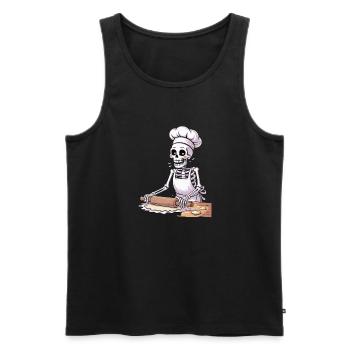 Skeleton Baker Funny Cooking Motif - Men's Premium Organic Tank Top - black - Front - Michal (187cm)
