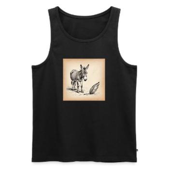 Sketch Sépia de l’Âne et des Plumes - Débardeur bio Premium Homme - noir - Devant - Michal (187cm)