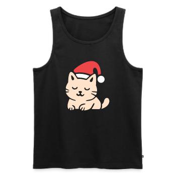 Cute Christmas Cat in Comfy Style - Men's Premium Organic Tank Top - black - Front - AI Model Male 178 light (178cm)