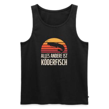 Welsangler Shirt – Alles Andere Ist Köderfisch - Männer Premium Bio Tank Top - Schwarz - Vorne - AI Model Male 178 light (178cm)