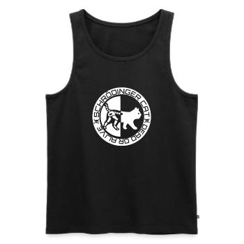 Le chat de Schrödinger - Débardeur bio Premium Homme - noir - Devant - Michal (187cm)
