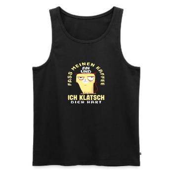 Funny Cat Coffee Saying Office Coffee Lover - Men's Premium Organic Tank Top - black - Front - AI Model Male 178 light (178cm)