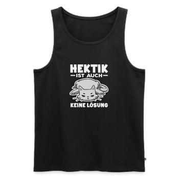 Lustiges Katze Keine Motivation Spruch - Männer Premium Bio Tank Top - Schwarz - Vorne - AI Model Male 178 light (178cm)
