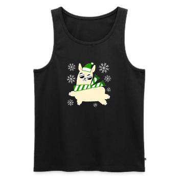 Llama – Weihnachten - Männer Premium Bio Tank Top - Schwarz - Vorne - AI Model Male 178 light (178cm)