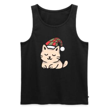 Schottische Weihnachtskatze im Winterlook - Männer Premium Bio Tank Top - Schwarz - Vorne - AI Model Male 178 light (178cm)