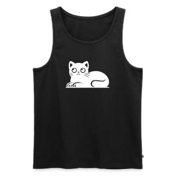 Dessin mignon de style tatouage de chat chat - Débardeur bio Premium Homme - noir - Devant - AI Model Male 178 light (178cm)
