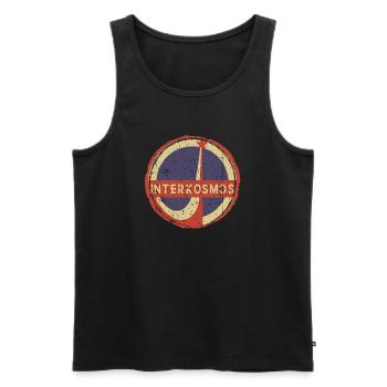 Interkosmos DDR Retro Circle Emblem - Men's Premium Organic Tank Top - black - Front - AI Model Male 178 light (178cm)