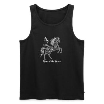Jahr des Pferdes 2026 Chinesisches Neujahr - Männer Premium Bio Tank Top - Schwarz - Vorne - Michal (187cm)