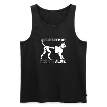 Le chat de Schrödinger - Débardeur bio Premium Homme - noir - Devant - Michal (187cm)