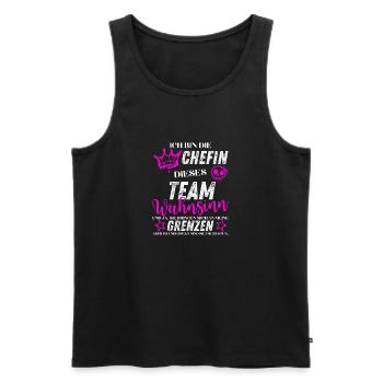 Chefin dieses Team Wahnsinn - Männer Premium Bio Tank Top - Schwarz - Vorne - AI Model Male 178 light (178cm)