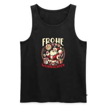 Weihnachtsmann Frohe Weihnachten - Männer Premium Bio Tank Top - Schwarz - Vorne - Michal (187cm)