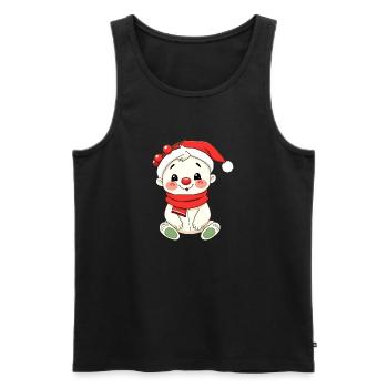 Bébé bonhomme de neige avec chapeau de Noël - Débardeur bio Premium Homme - noir - Devant - AI Model Male 178 light (178cm)