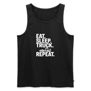 Eat. Sleep. Truck. Repeat. - Men's Premium Organic Tank Top - black - Front - AI Model Male 178 light (178cm)