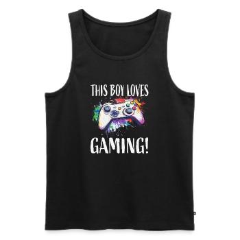 This Boy Loves Gaming - Männer Premium Bio Tank Top - Schwarz - Vorne - AI Model Male 178 light (178cm)