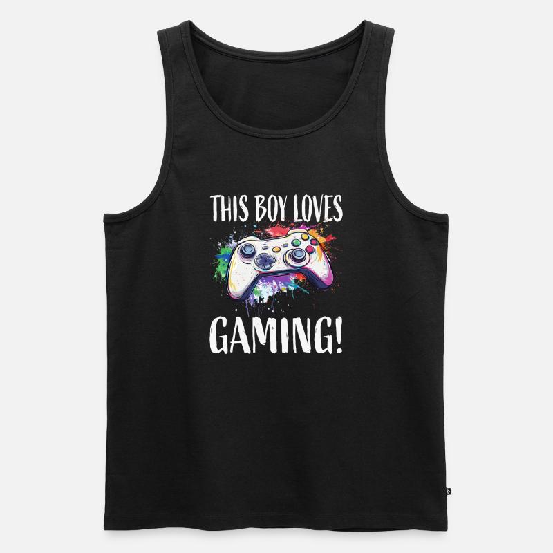 This Boy Loves Gaming - Männer Premium Bio Tank Top - Schwarz