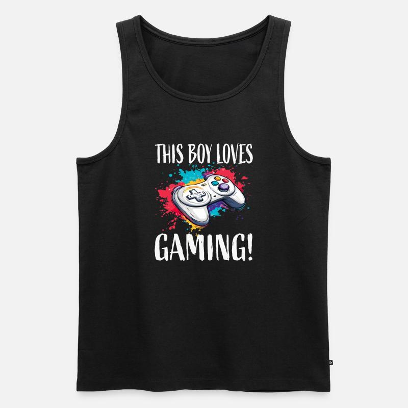 Dieser Junge liebt Gaming - Männer Premium Bio Tank Top - Schwarz