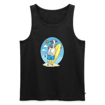 Cow Beach Surfboard Summer - Men's Premium Organic Tank Top - black - Front - Michal (187cm)