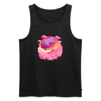 Polar bear on donut in the sea of clouds - Men's Premium Organic Tank Top - black - Front - Michal (187cm)