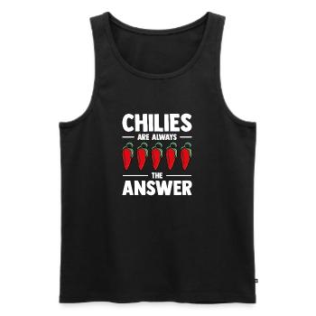 Lustiger Chili Pflanzen Anbauer Chilies The Answer - Männer Premium Bio Tank Top - Schwarz - Vorne - Michal (187cm)