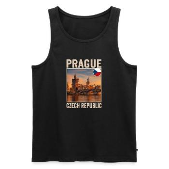 Prag - Männer Premium Bio Tank Top - Schwarz - Vorne - Michal (187cm)
