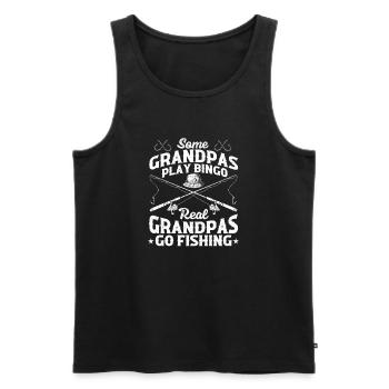 Real Grandpas Go Fishing Funny Angler Quote - Men's Premium Organic Tank Top - black - Front - Michal (187cm)