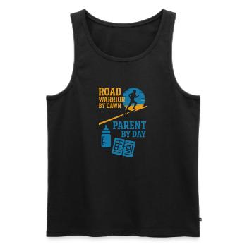 Laufende Mama, Papa, Joggende Eltern - Männer Premium Bio Tank Top - Schwarz - Vorne - AI Model Male 178 light (178cm)