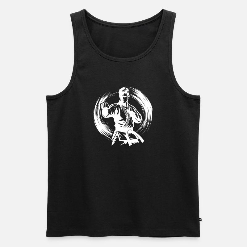 Dynamic Fighting Pose Perfect Karate Silhouette - Men's Premium Organic Tank Top - black