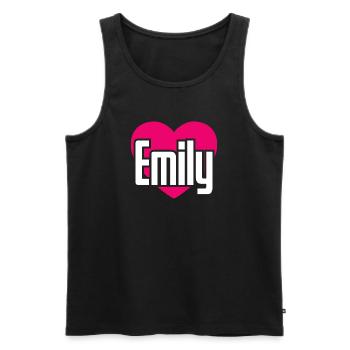 J’aime Emily Coeur Rose J’aime Emily - Débardeur bio Premium Homme - noir - Devant - Michal (187cm)