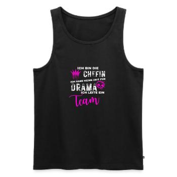 Chefin Keine Zeit für Drama - Teamleiterin Spruch - Männer Premium Bio Tank Top - Schwarz - Vorne - AI Model Male 178 light (178cm)
