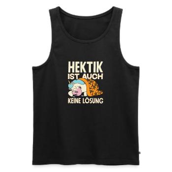 Lustiges Einhorn Keine Motivation Spruch - Männer Premium Bio Tank Top - Schwarz - Vorne - AI Model Male 178 light (178cm)