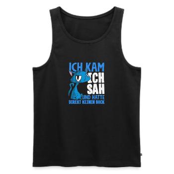 Lustiges Katze Keine Motivation Spruch - Männer Premium Bio Tank Top - Schwarz - Vorne - AI Model Male 178 light (178cm)