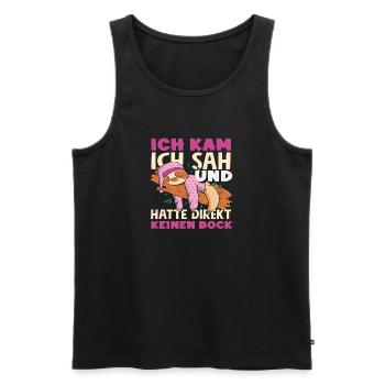 Lustiges Faultier Keine Motivation Spruch - Männer Premium Bio Tank Top - Schwarz - Vorne - AI Model Male 178 light (178cm)