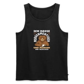 Je déteste les gens du matin, Coffee Bear - Débardeur bio Premium Homme - noir - Devant - Michal (187cm)