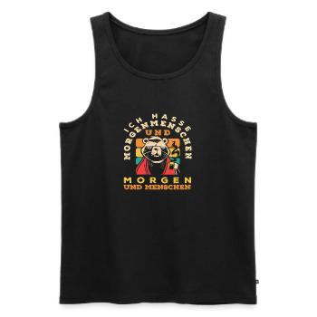 Je déteste les gens du matin, Coffee Bear - Débardeur bio Premium Homme - noir - Devant - AI Model Male 178 light (178cm)