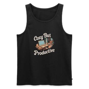 Vintage Home Office - Men's Premium Organic Tank Top - black - Front - AI Model Male 178 light (178cm)