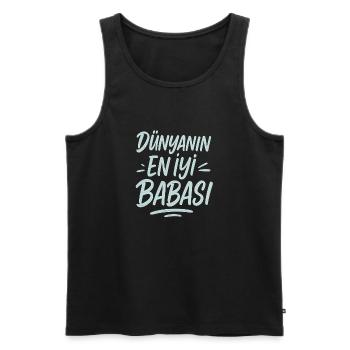 Bester Papa in türkische Sprache -Lettering Design - Männer Premium Bio Tank Top - Schwarz - Vorne - AI Model Male 178 light (178cm)