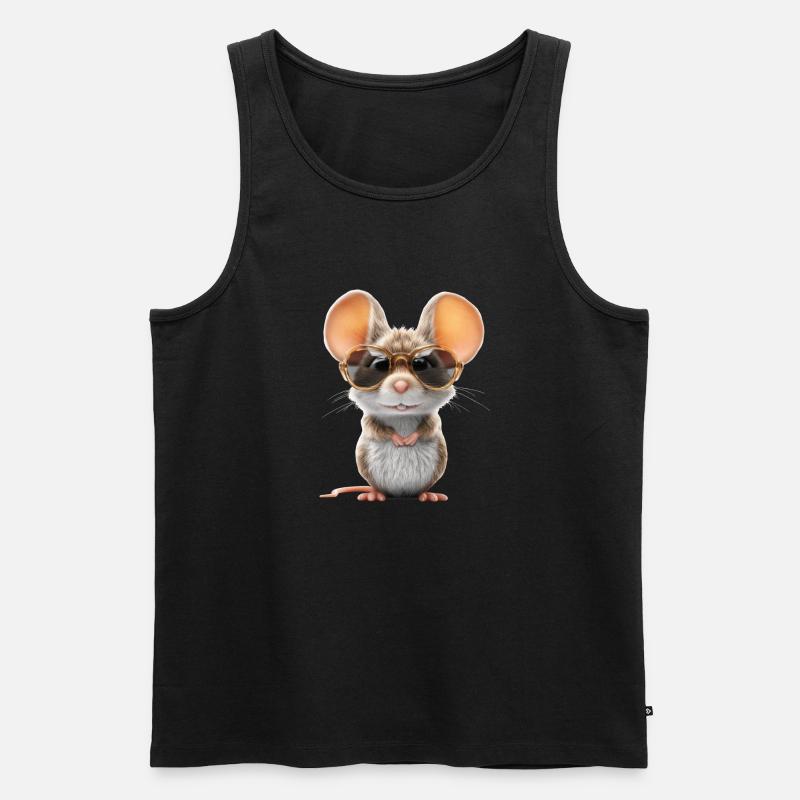 Maus mit Brille - Männer Premium Bio Tank Top - Schwarz