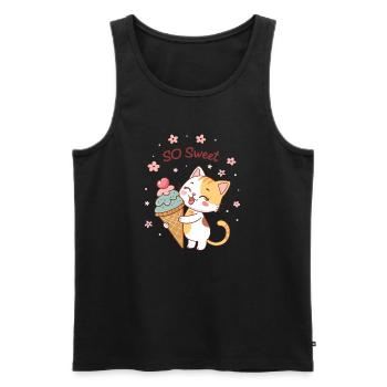 Gourmet-Katze mit So Sweet-Kegel - Männer Premium Bio Tank Top - Schwarz - Vorne - Michal (187cm)