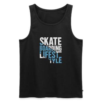 Skateboarding Lifestyle Retro Typo Design - Männer Premium Bio Tank Top - Schwarz - Vorne - AI Model Male 178 light (178cm)