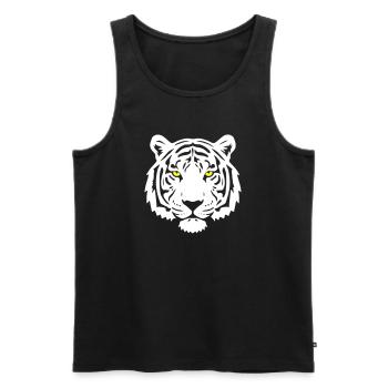 Tiger Kopf Gelbe Augen Raubkatze Vektor - Männer Premium Bio Tank Top - Schwarz - Vorne - AI Model Male 178 light (178cm)