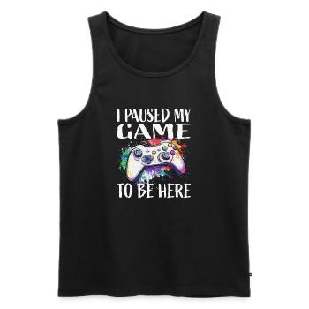 I paused my game – colored gamepad - Men's Premium Organic Tank Top - black - Front - AI Model Male 178 light (178cm)