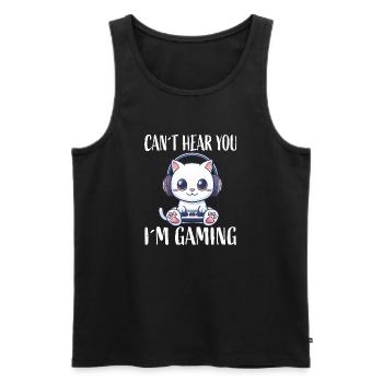 Gaming cat with headphones - Men's Premium Organic Tank Top - black - Front - Michal (187cm)